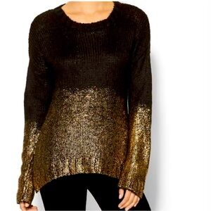 BAR III Foiled Ombré Sweater Black Gold Size L